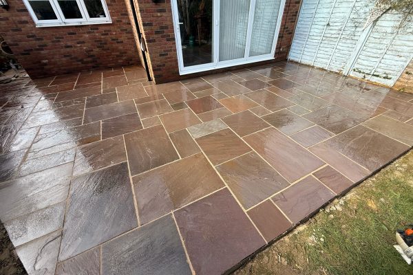 new sandstone garden patio